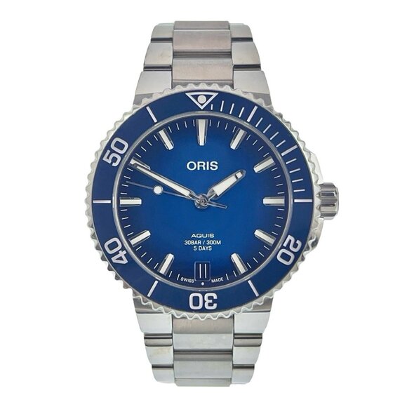 Oris Aquis Date Cal 400 Stainless Steel Blue Dial 41.5mm Automatic Watch 7769 - Picture 1 of 9